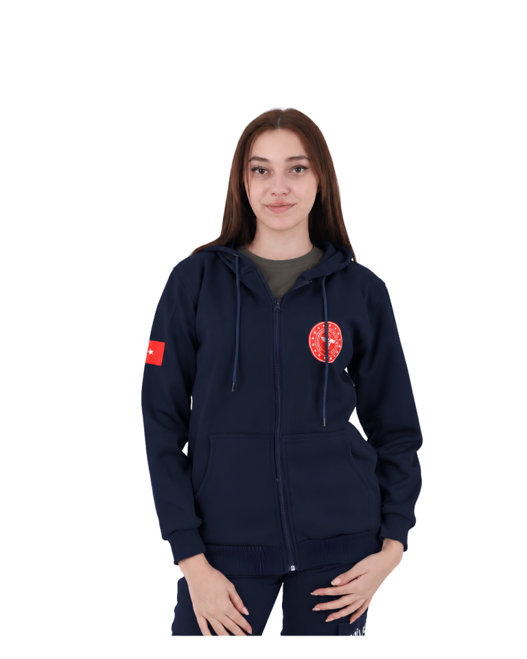 Fermuarlı Kapüşonlu 112 Sweat